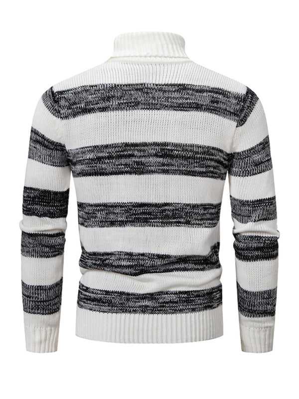 Men's Slim Fit Striped Turtleneck Sweater: Fashionable Base Layer